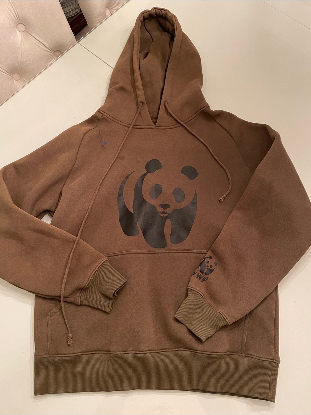 Men's Brown Panda Graphic Hooded Sweatshirt